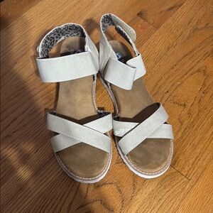 BOBS from Skechers Cream Sandals with Crisscross Straps